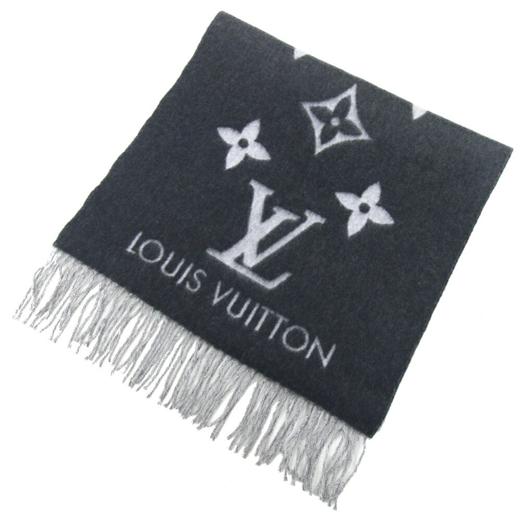 Louis Vuitton Scarf Reykjavik Gradient M76336 Grey 100% Cashmere Stole Large LV Initials Women's LOUIS VUITTON