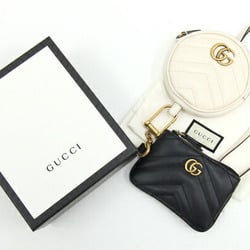 Gucci Coin Case GG Marmont 698787 Off-White Black Leather Purse Key Pouch GUCCI