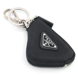 Prada Key Holder Triangle Pouch 2TT144 Black Nylon Leather Hook Bag Charm Coin Case Men Women PRADA