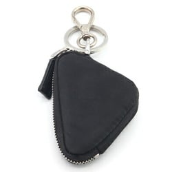 Prada Key Holder Triangle Pouch 2TT144 Black Nylon Leather Hook Bag Charm Coin Case Men Women PRADA