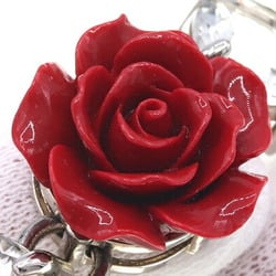 Prada Bracelet Rose 1AJJ30 Red Silver Metal Crystal Stone Bijoux Women's Flower Bangle PRADA