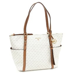 Michael Kors Tote Bag Nomad 30T0GNXT9B White Brown PVC Leather Shoulder Tassel Women's MICHAEL KORS