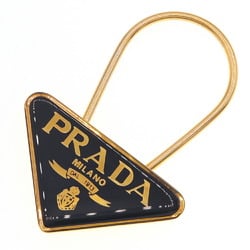 Prada Key Ring M285 Black Gold Holder Triangle Men's Women's PRADA