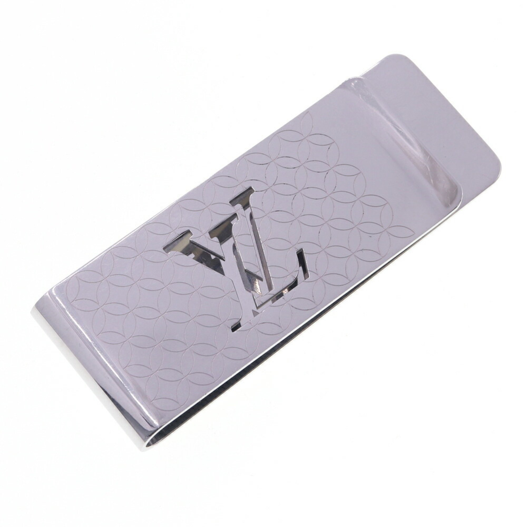 Louis Vuitton Money Clip Bill Champs Elysees M65041 Silver Steel Wallet Men's LOUIS VUITTON