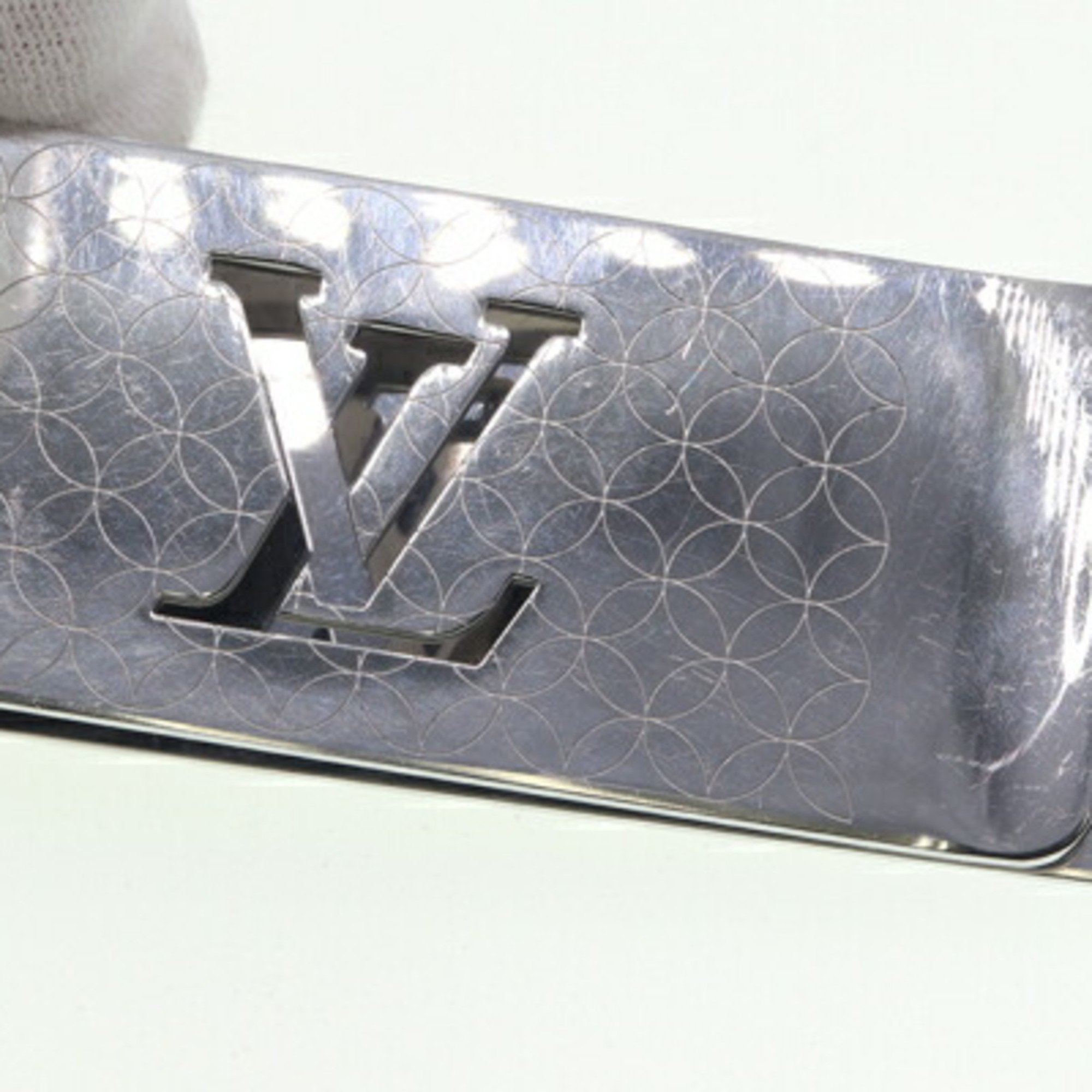 Louis Vuitton Money Clip Bill Champs Elysees M65041 Silver Steel Wallet Men's LOUIS VUITTON