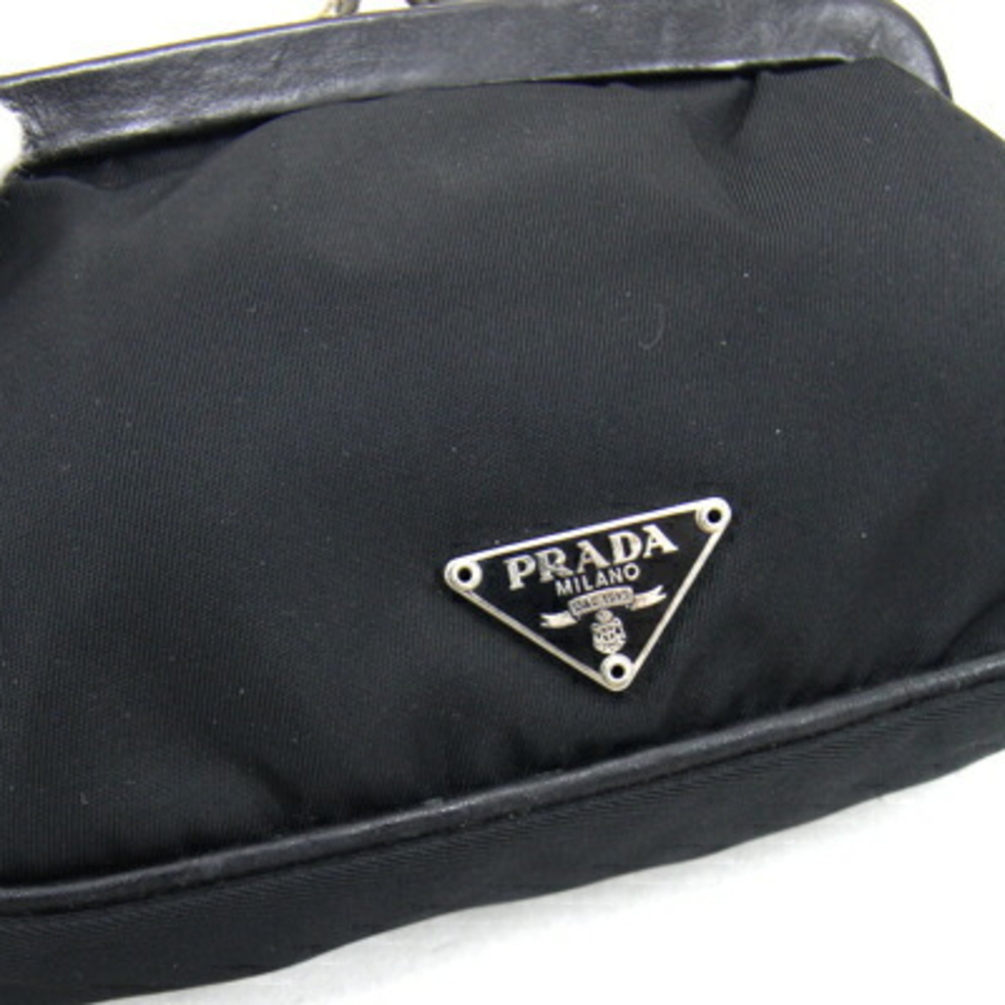 Prada coin case black nylon leather wallet women's PRADA