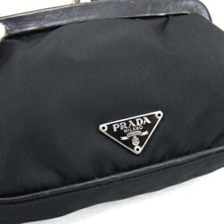 Prada coin case black nylon leather wallet women's PRADA