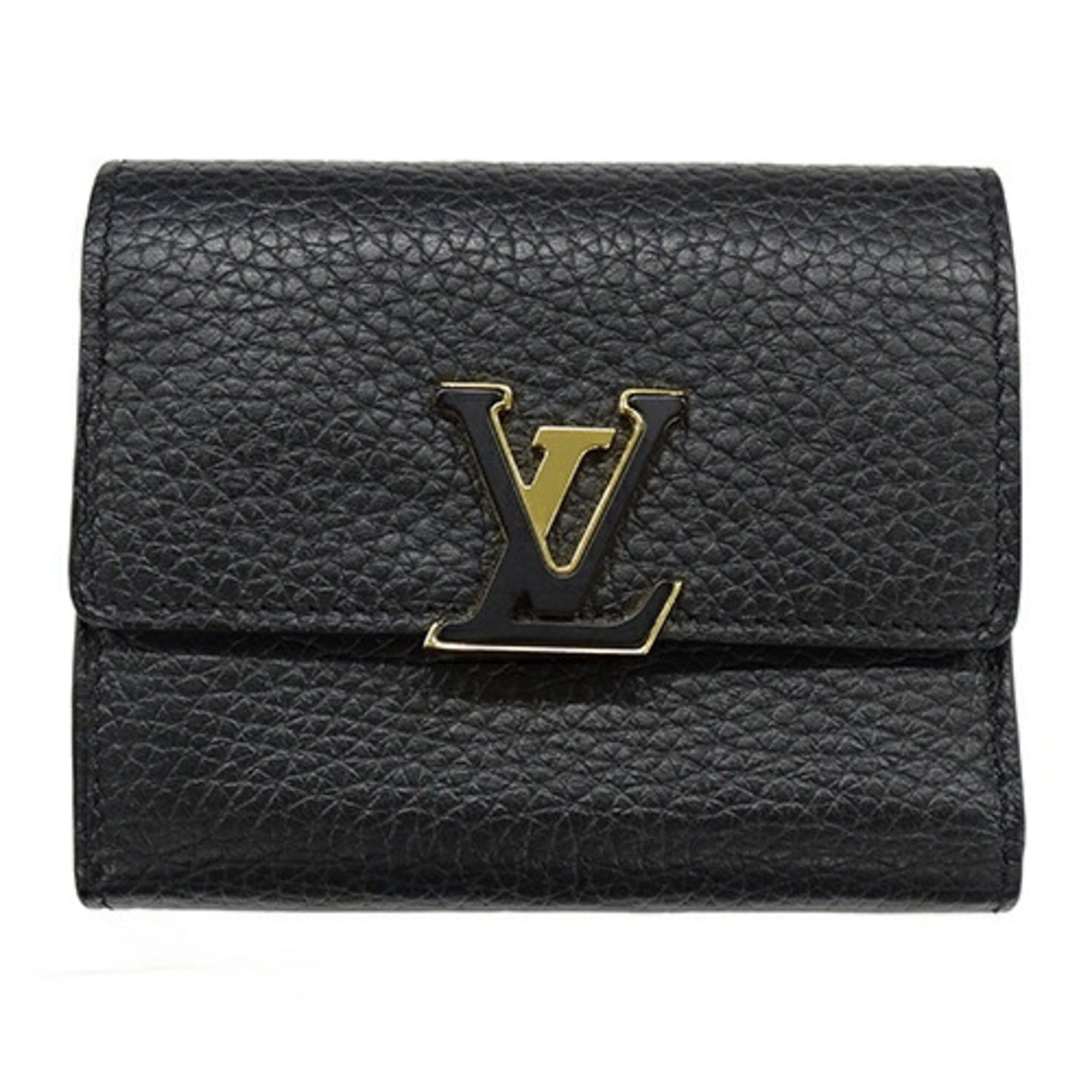 Louis Vuitton LOUIS VUITTON Wallet Women's Tri-fold Portefeuille Capucines XS Noir M68587 RA2240 Compact