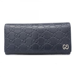 Gucci Long Wallet Guccissima 481727 Leather Black Men's