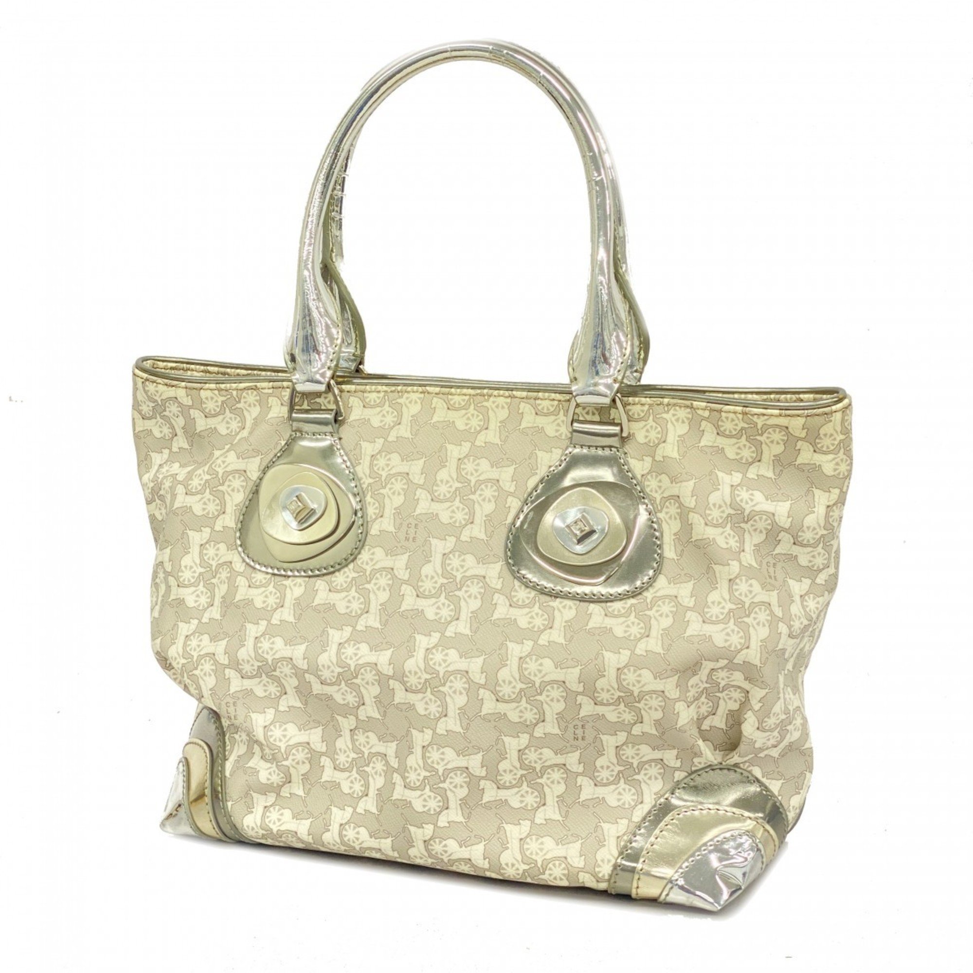 Celine handbag white silver ladies