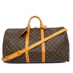 Louis Vuitton Boston Bag Monogram Keepall Bandouliere 55 M41414 Brown Men's Women's