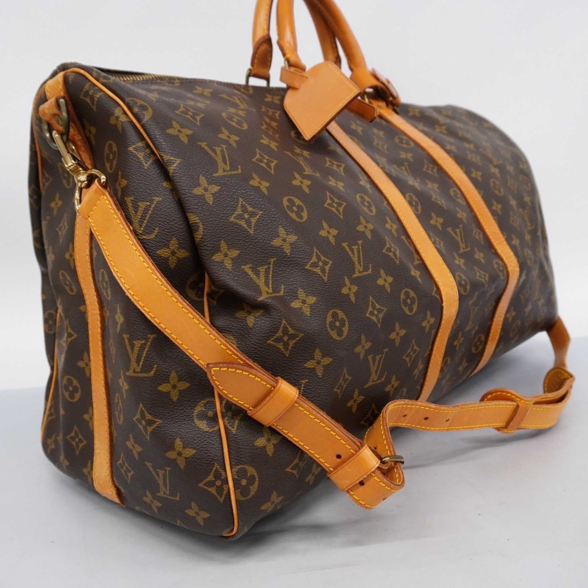 Louis Vuitton Boston Bag Monogram Keepall Bandouliere 55 M41414 Brown Men's Women's