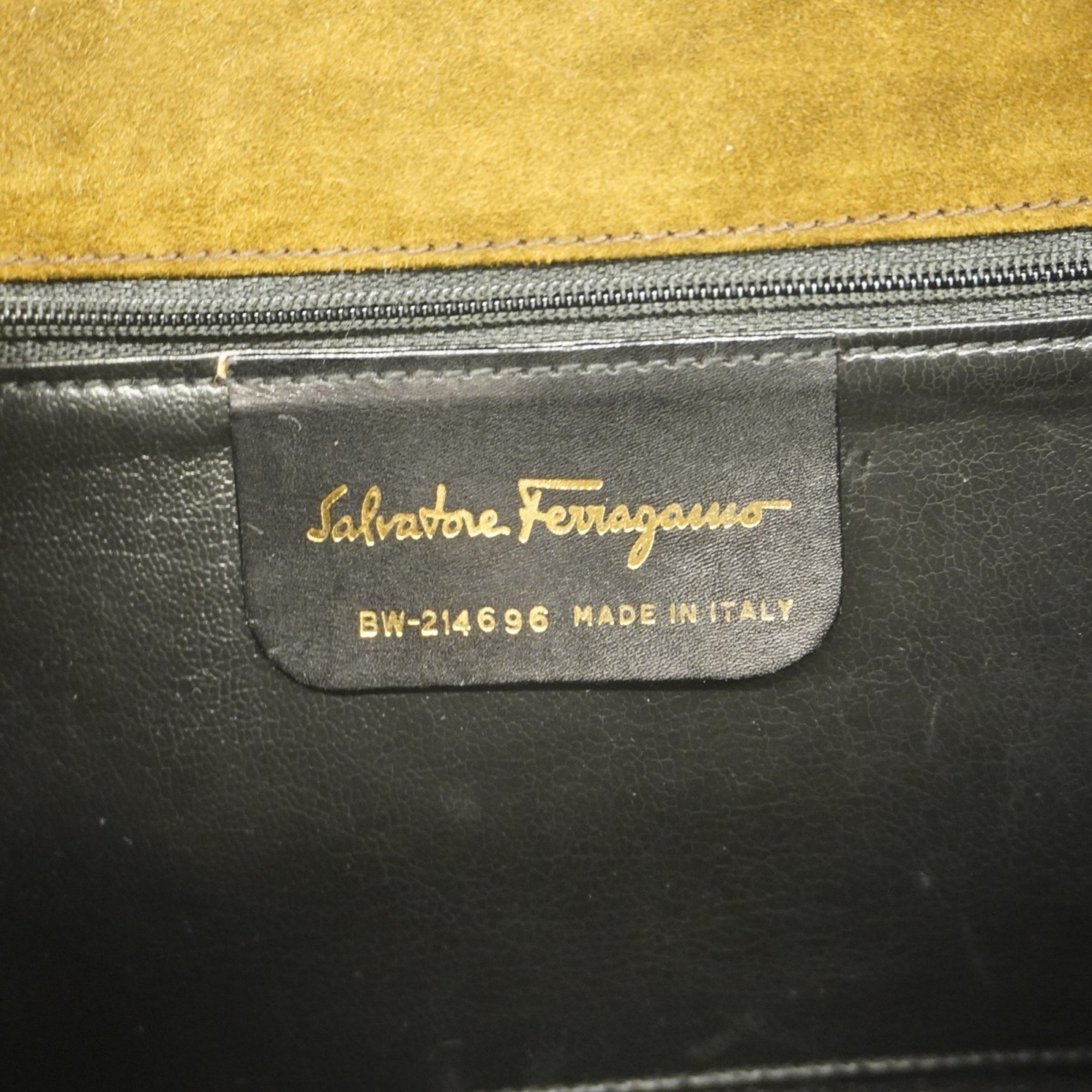 Salvatore Ferragamo Handbag Gancini Suede Brown Women's