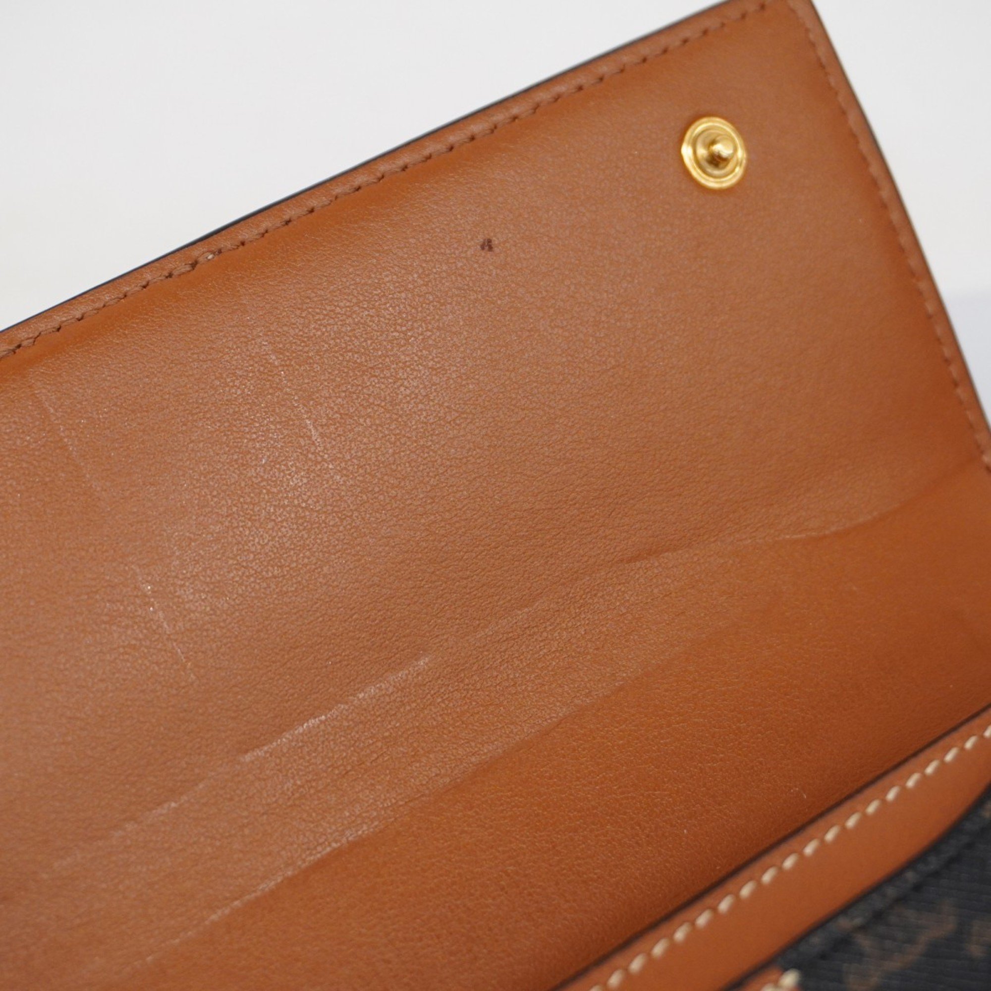 Celine Triomphe Leather Long Wallet Brown Women's