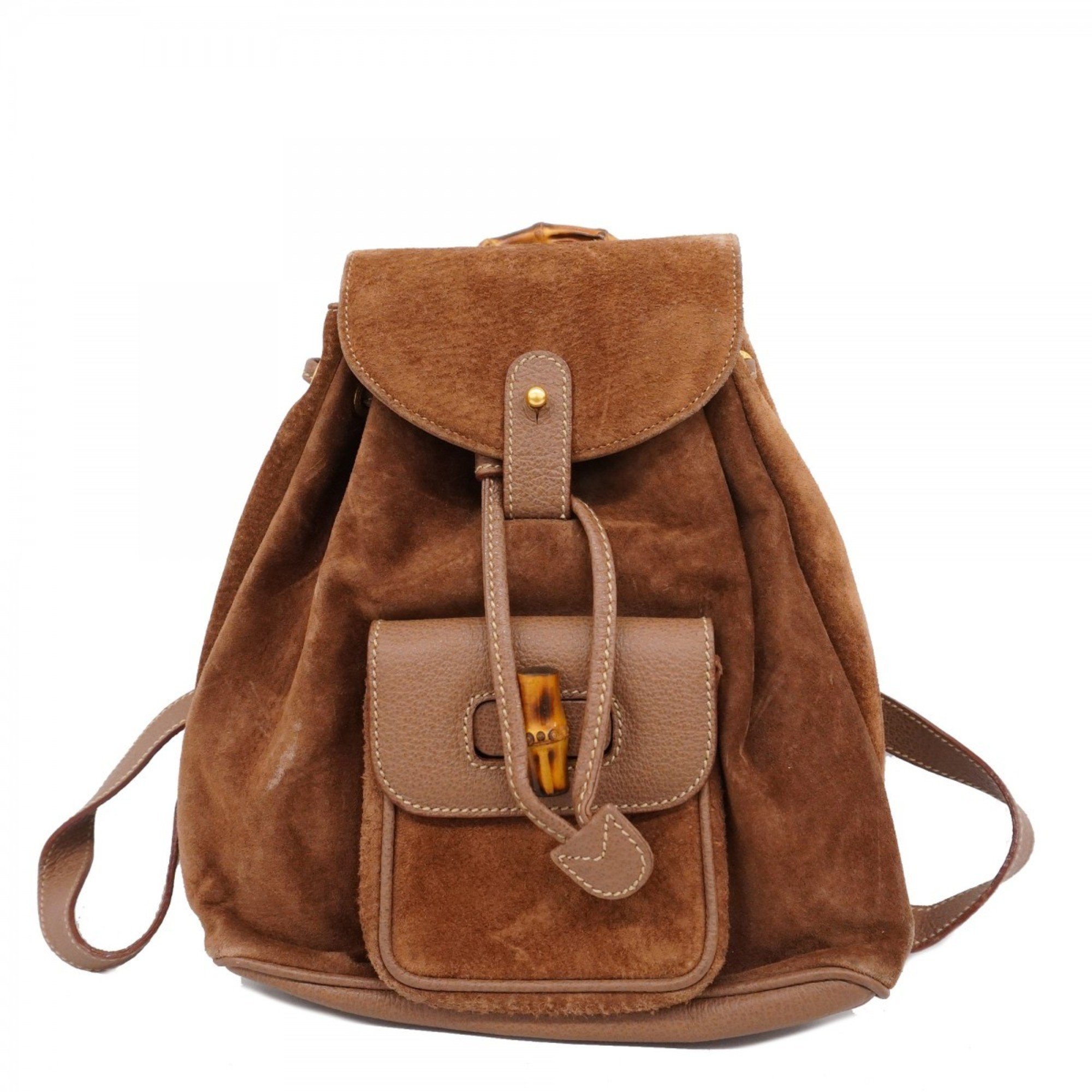 Gucci Backpack/Daypack Bamboo 003 3444 0030 Suede Brown Women's