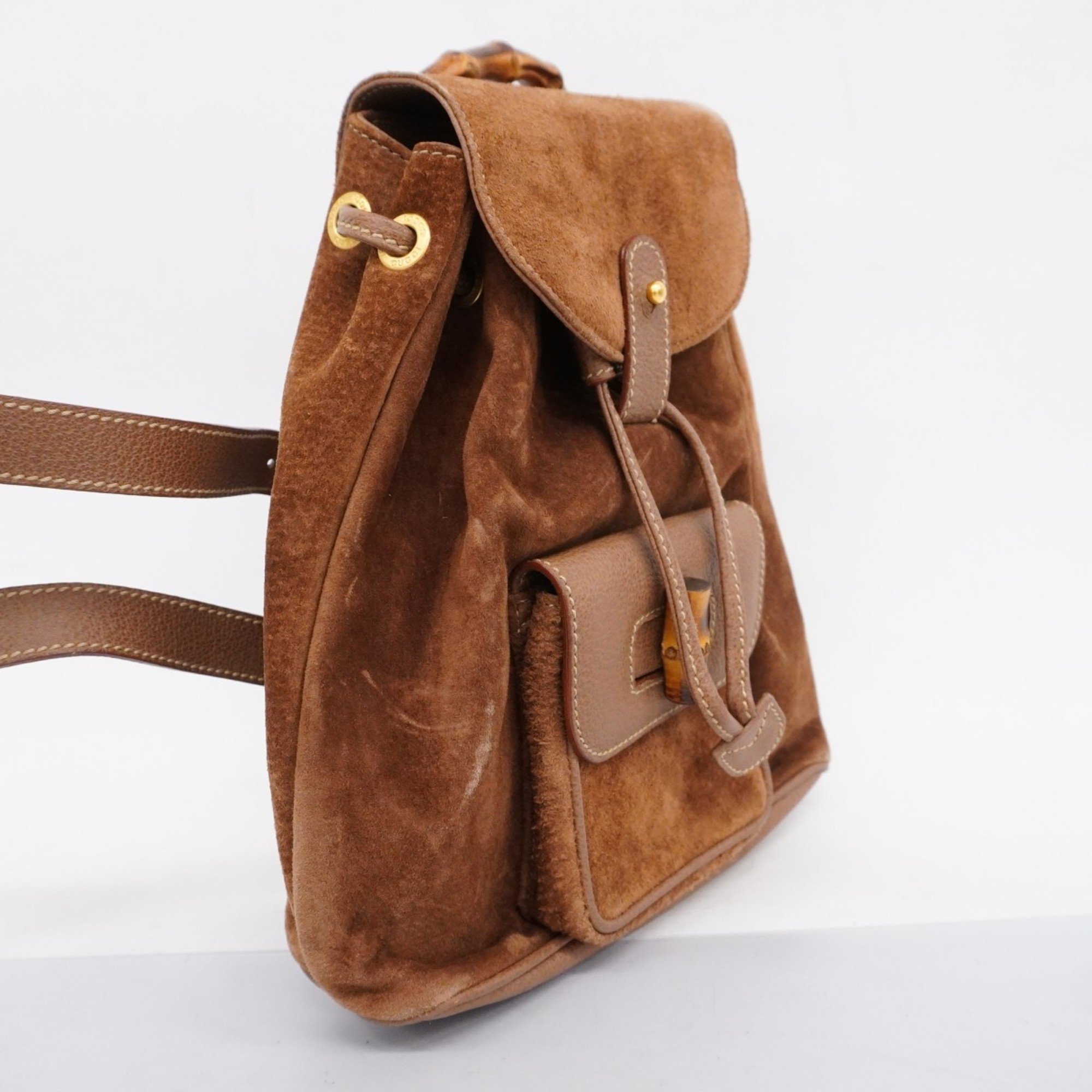 Gucci Backpack/Daypack Bamboo 003 3444 0030 Suede Brown Women's