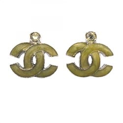 Chanel earrings, Coco mark, rhinestone, metal, silver, for women