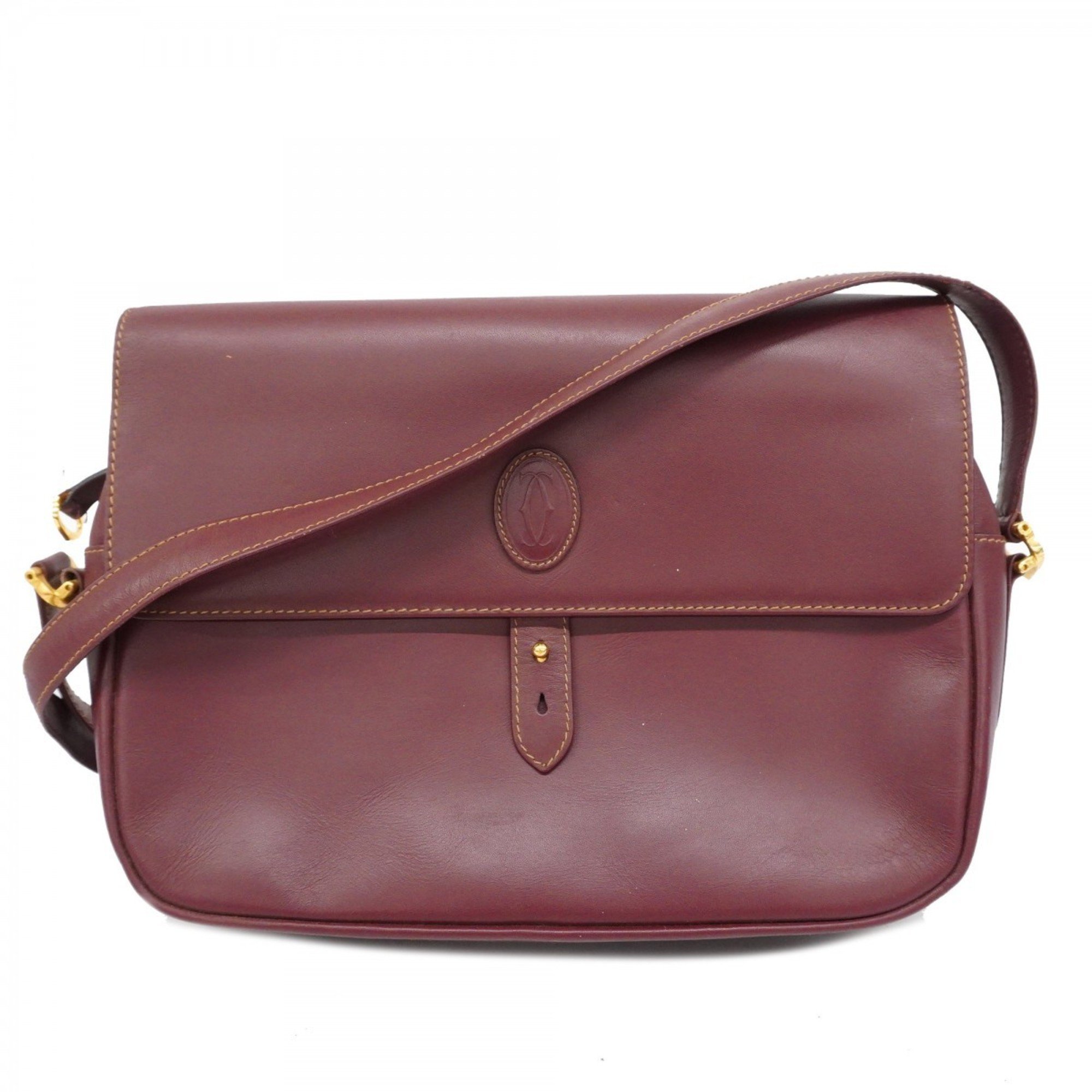 Cartier Shoulder Bag Must Leather Bordeaux Women's