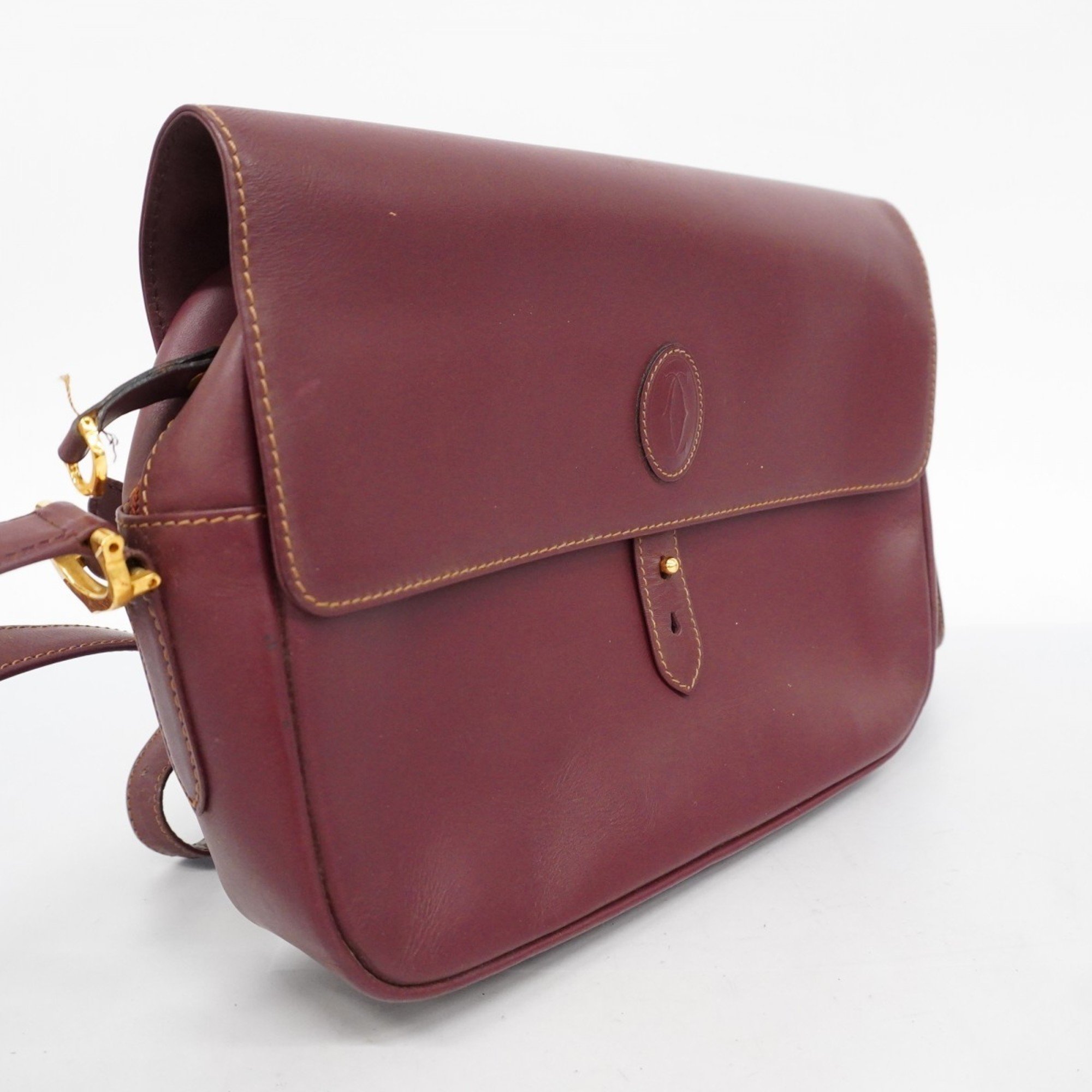 Cartier Shoulder Bag Must Leather Bordeaux Women's