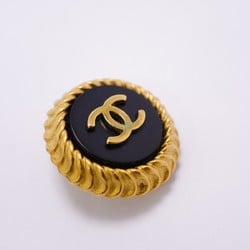 Chanel Earrings Coco Mark Circle GP Plated Gold Black Ladies