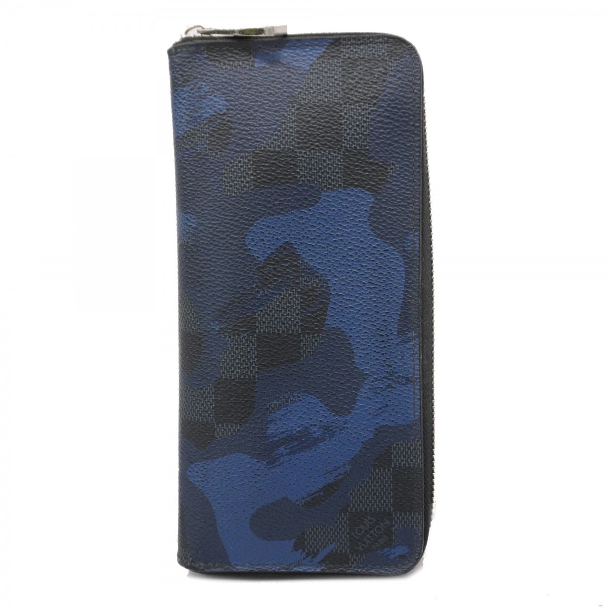 Louis Vuitton Long Wallet Damier Cobalt Camouflage Zippy Vertical N63293 Midnight Blue Men's