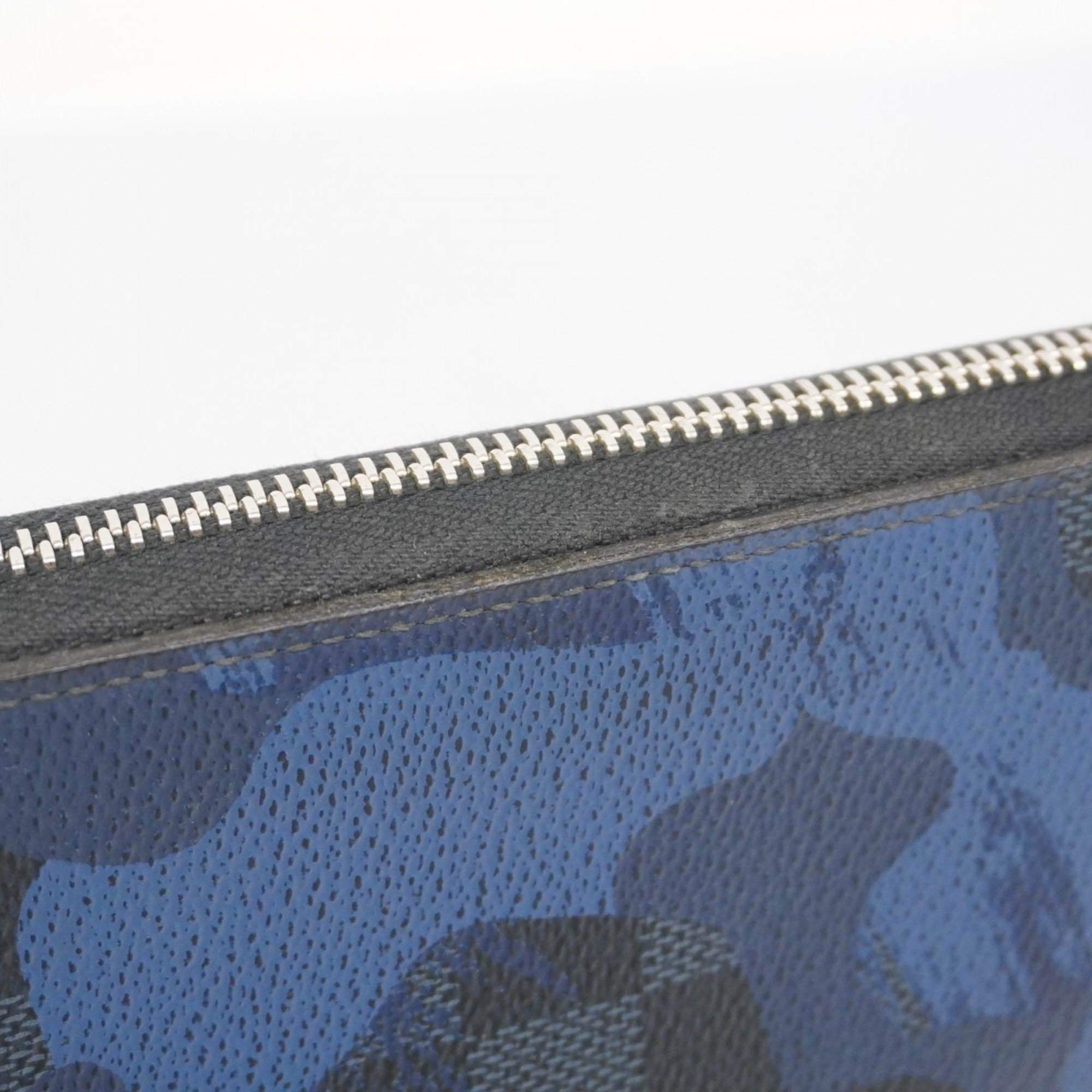 Louis Vuitton Long Wallet Damier Cobalt Camouflage Zippy Vertical N63293 Midnight Blue Men's