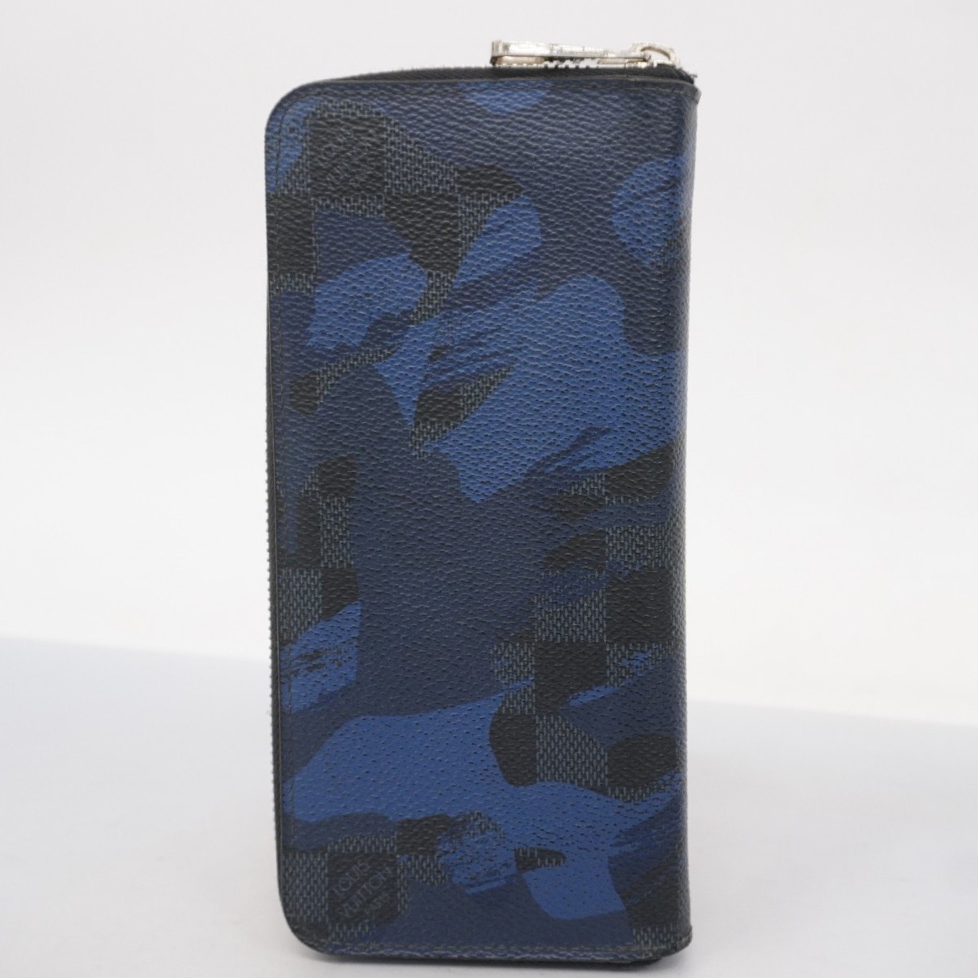 Louis Vuitton Long Wallet Damier Cobalt Camouflage Zippy Vertical N63293 Midnight Blue Men's