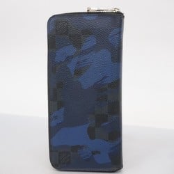 Louis Vuitton Long Wallet Damier Cobalt Camouflage Zippy Vertical N63293 Midnight Blue Men's