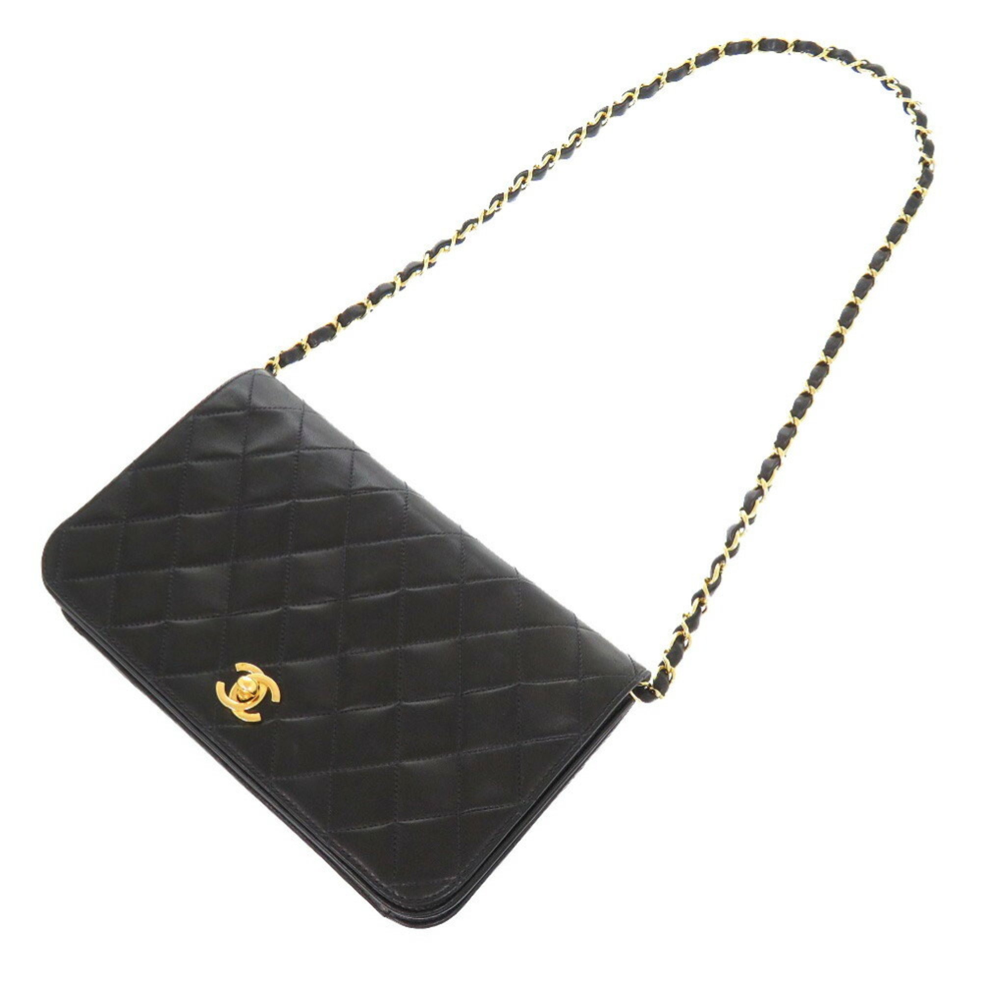 Chanel Matelasse Lambskin Black 6th Series Gold Chain Shoulder Bag Coco Mark 0173 CHANEL