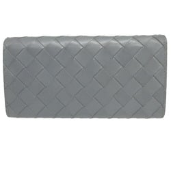 Bottega Veneta Maxi Intrecciato Leather Grey Bi-fold Long Wallet 0801BOTTEGA VENETA