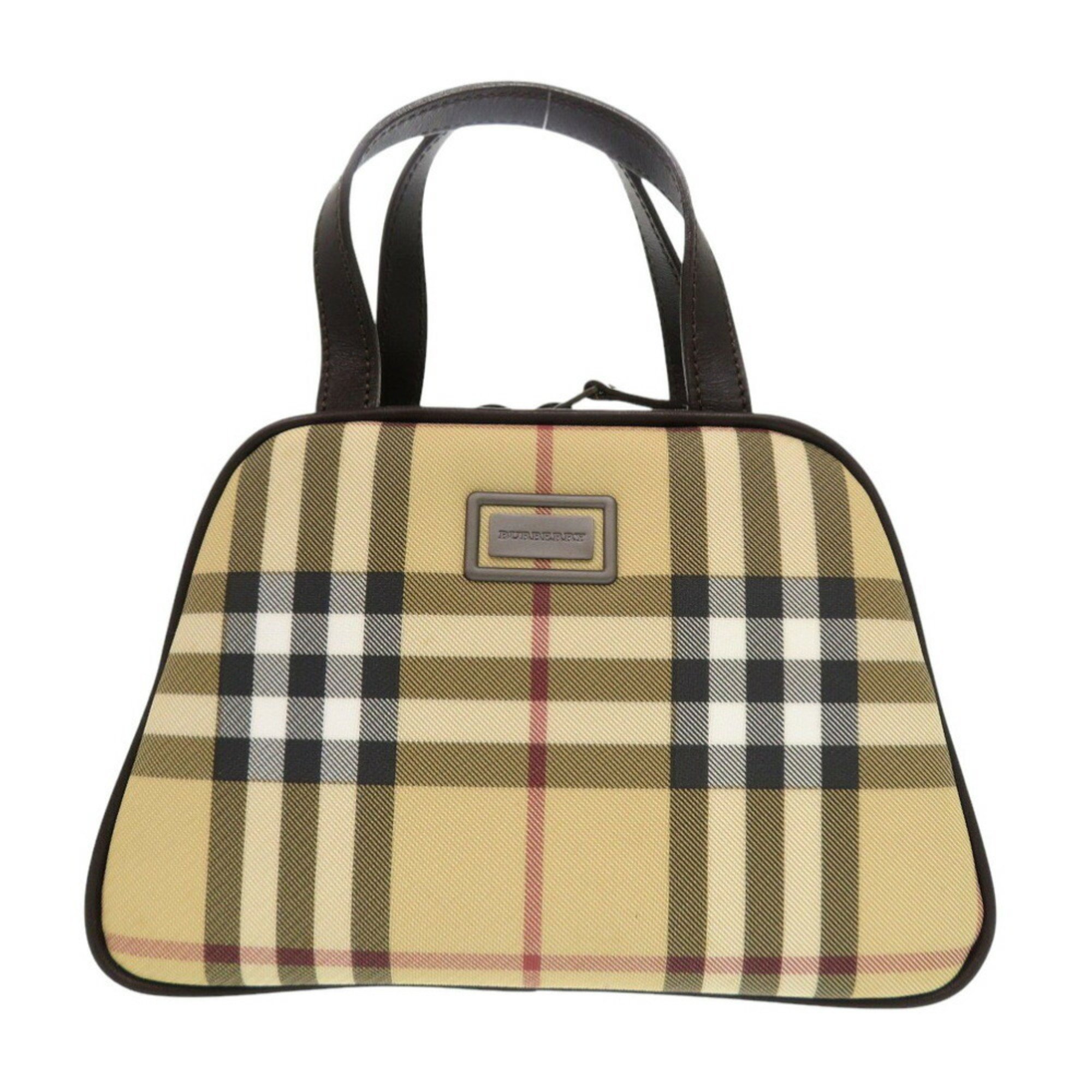 Burberry Nova Check PVC Coated Canvas/Leather Beige Handbag Brown 0702BURBERRY