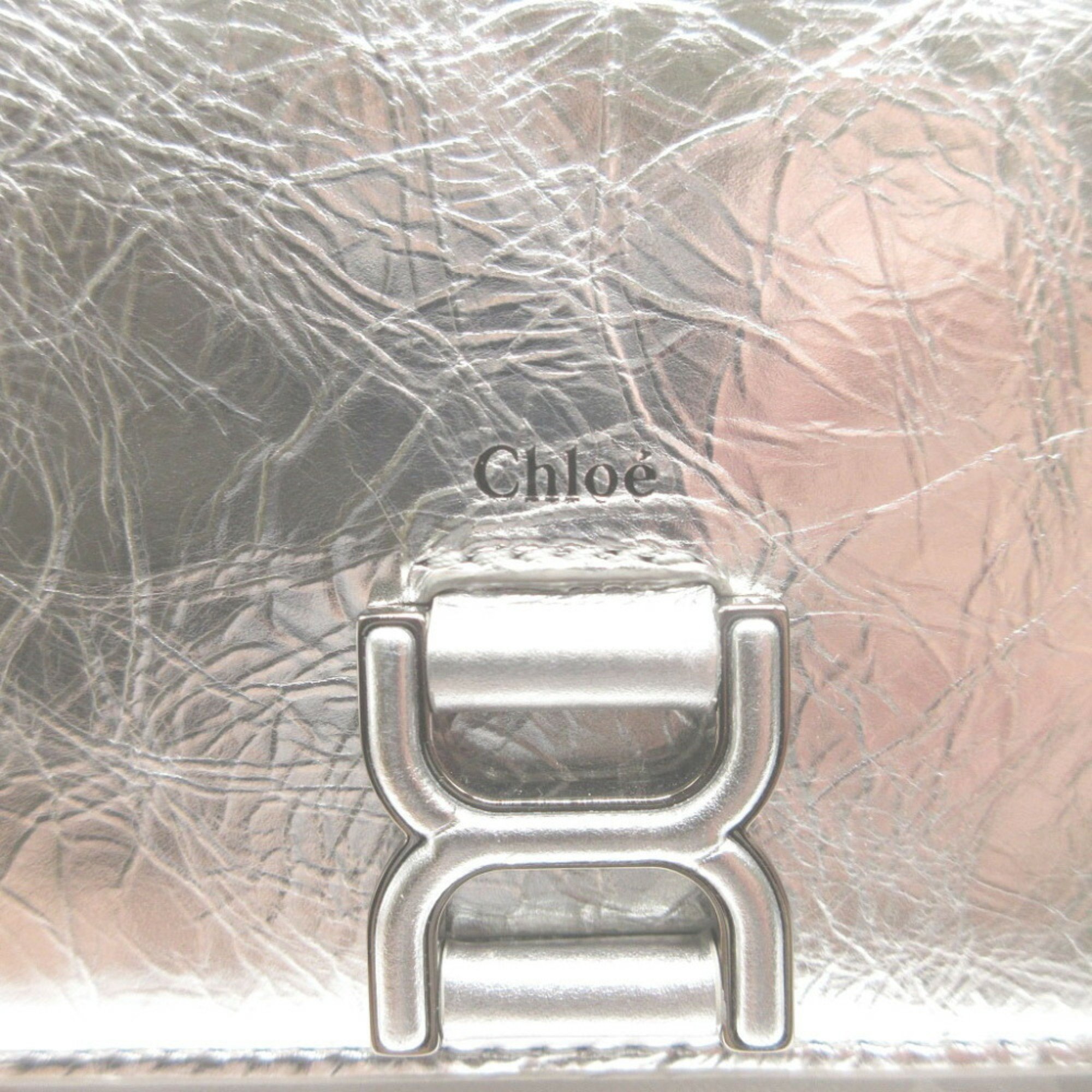 Chloé Chloe Marcie CHC23AP098 Leather Silver Bi-fold Long Wallet 0603Chloe