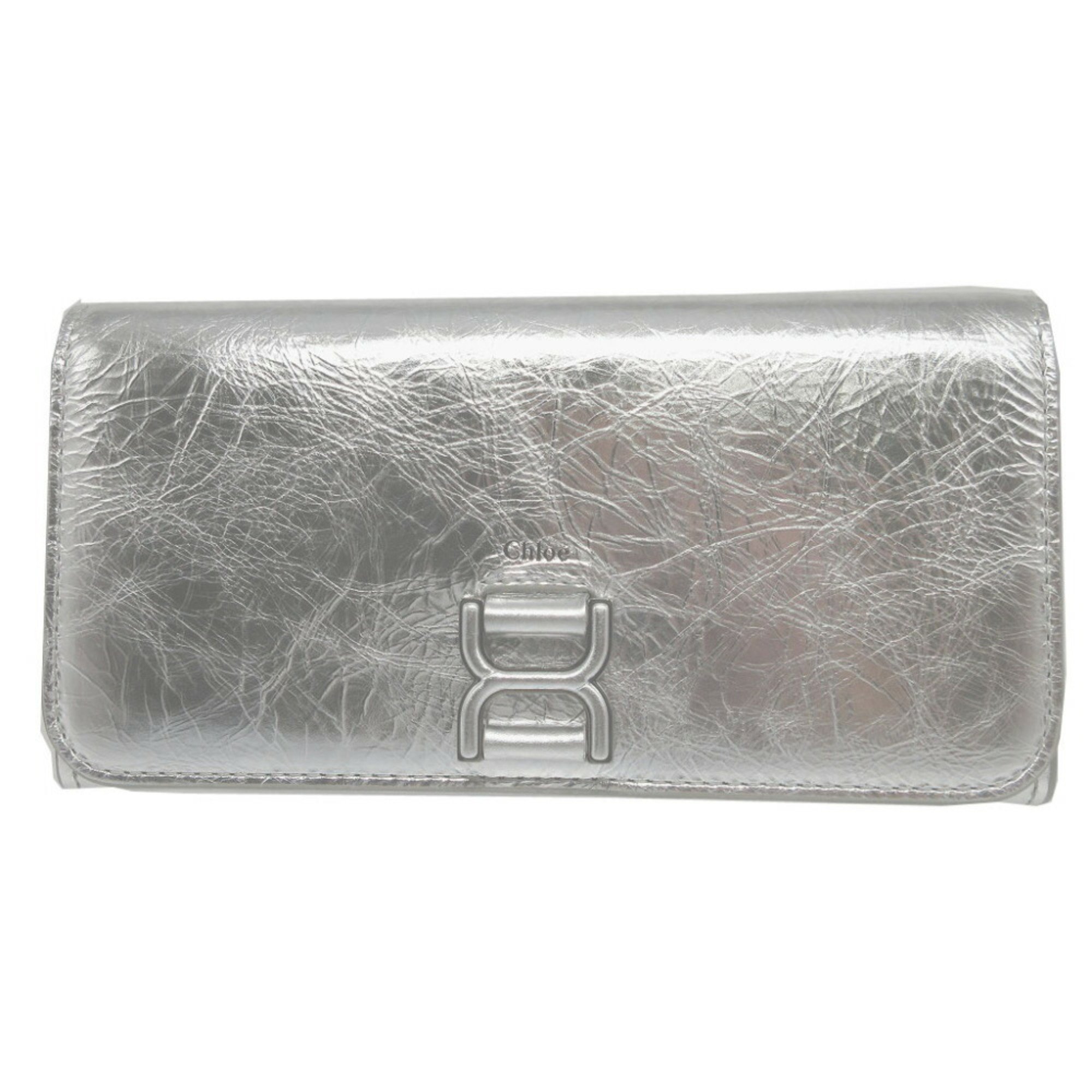 Chloé Chloe Marcie CHC23AP098 Leather Silver Bi-fold Long Wallet 0603Chloe