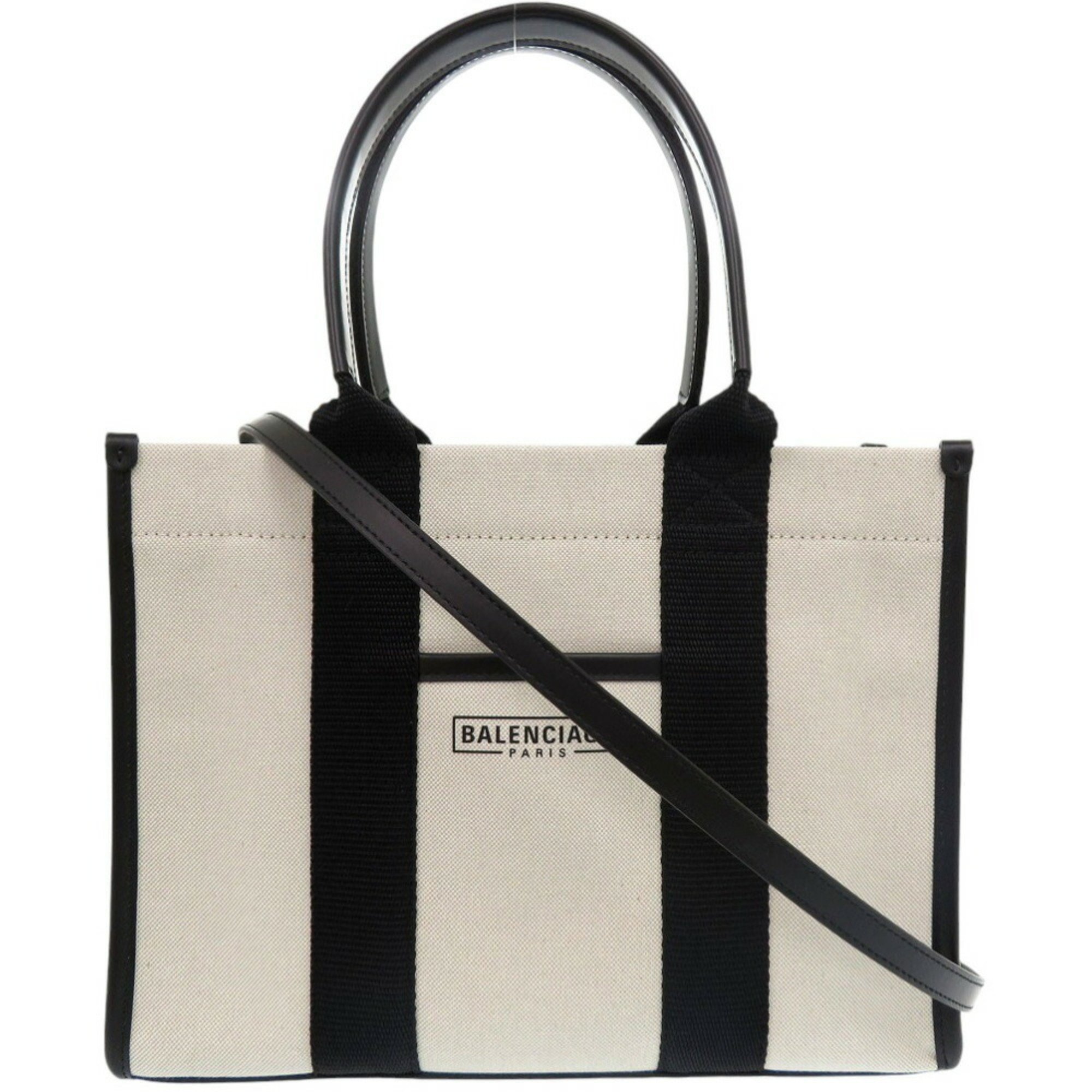 Balenciaga 2way Tote Bag Shoulder Canvas Natural NEO NAVY TOTE 6714022HHAM9260 Cotton Leather 0743BALENCIAGA