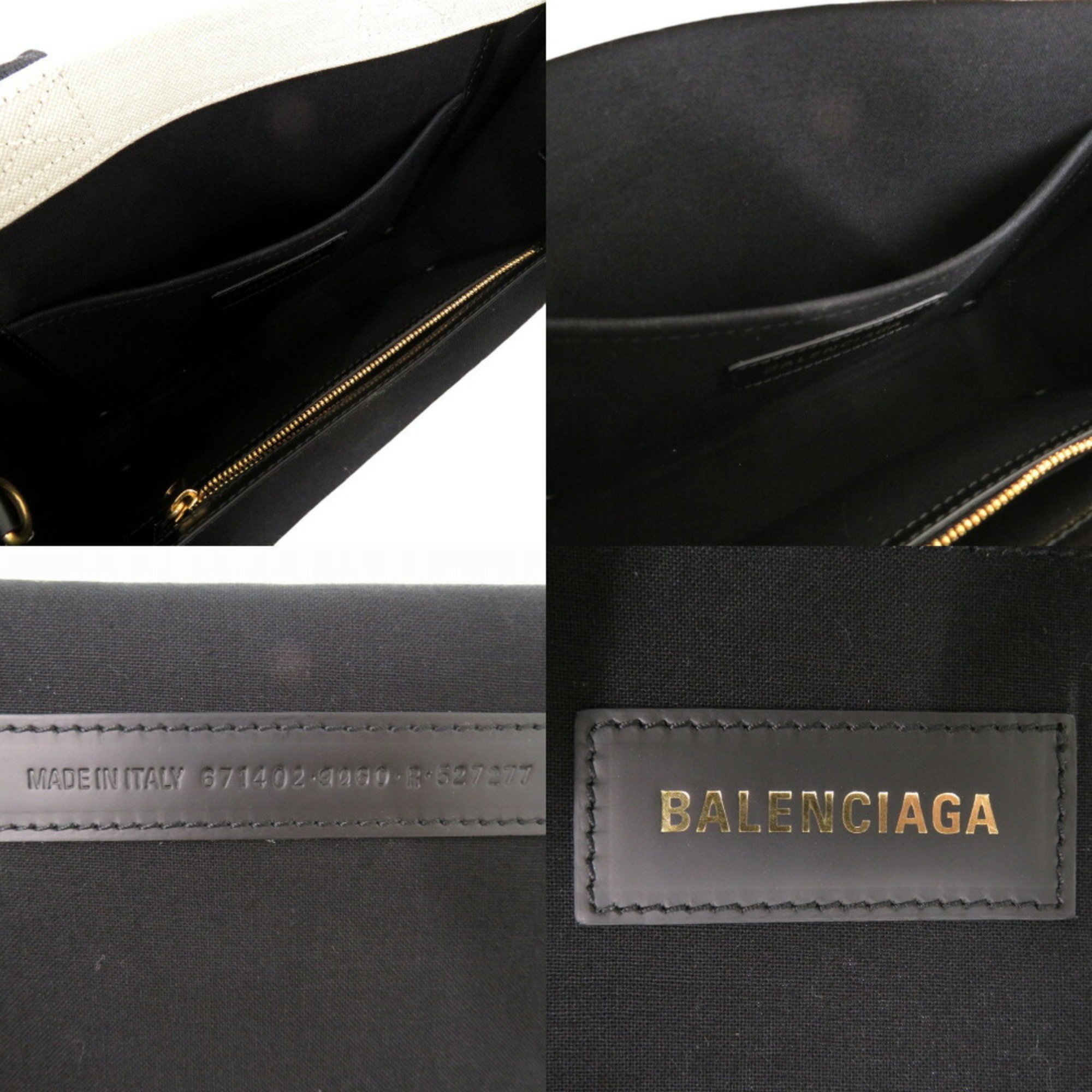 Balenciaga 2way Tote Bag Shoulder Canvas Natural NEO NAVY TOTE 6714022HHAM9260 Cotton Leather 0743BALENCIAGA