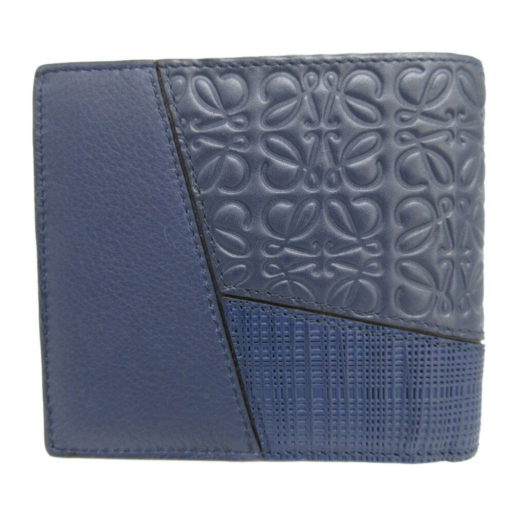 LOEWE Anagram Leather Navy Bi-fold Billfold Wallet 1675LOEWE