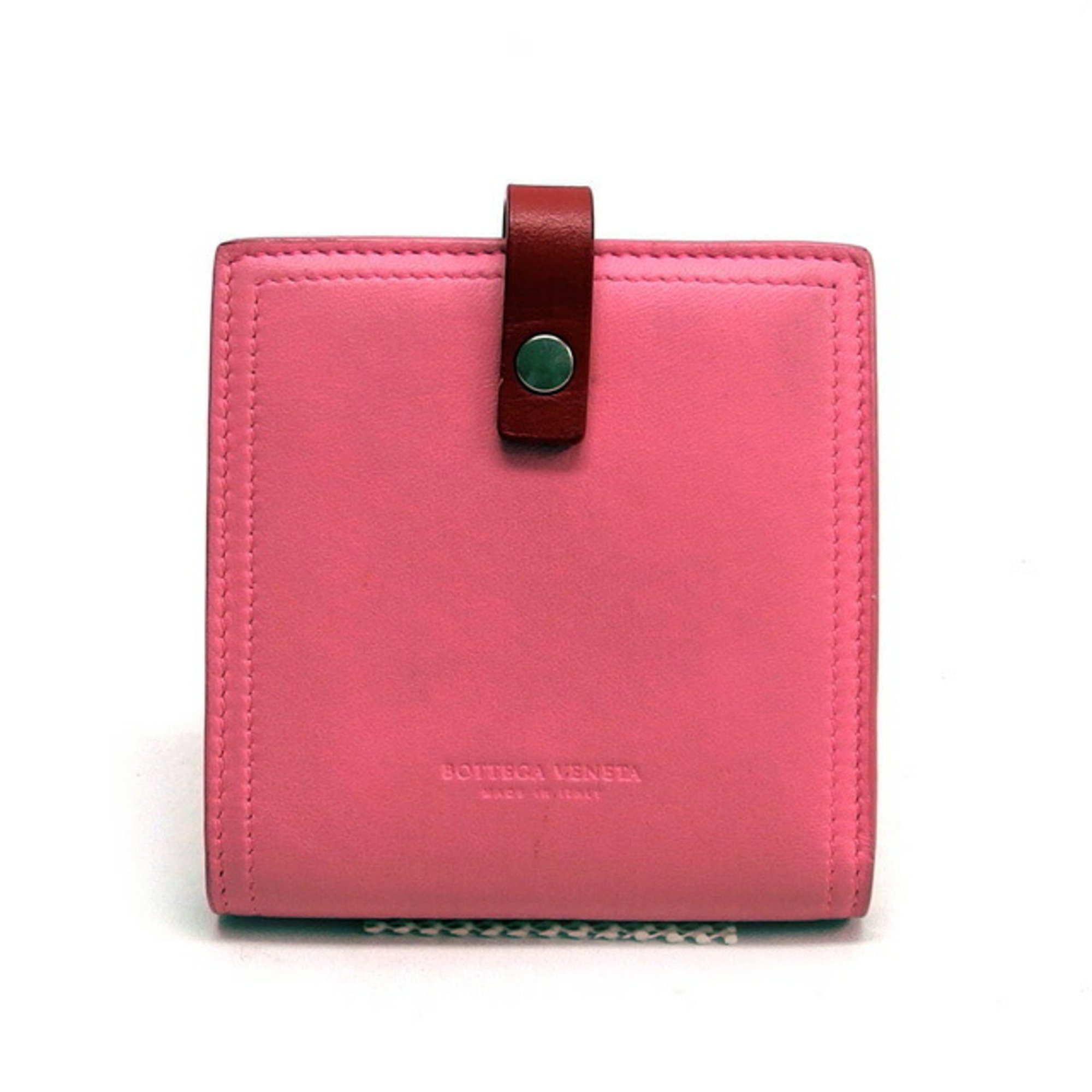 Bottega Veneta Bi-fold Compact Wallet Leather Pink