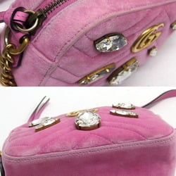 Gucci GG Marmont Chain Shoulder Bag Chevron Stitch Pink