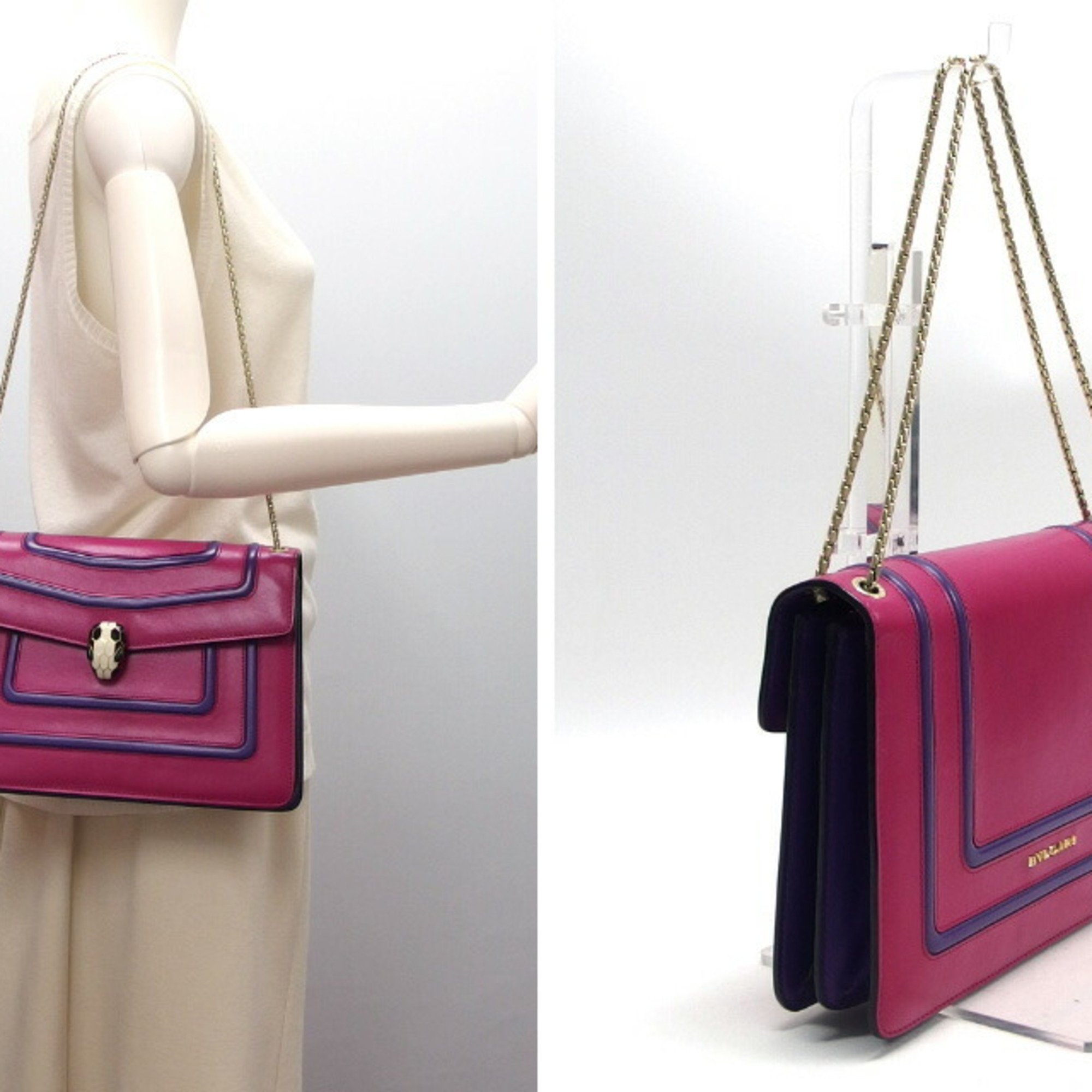 Bvlgari Serpenti Forever Chain Shoulder Bag Pink x Purple