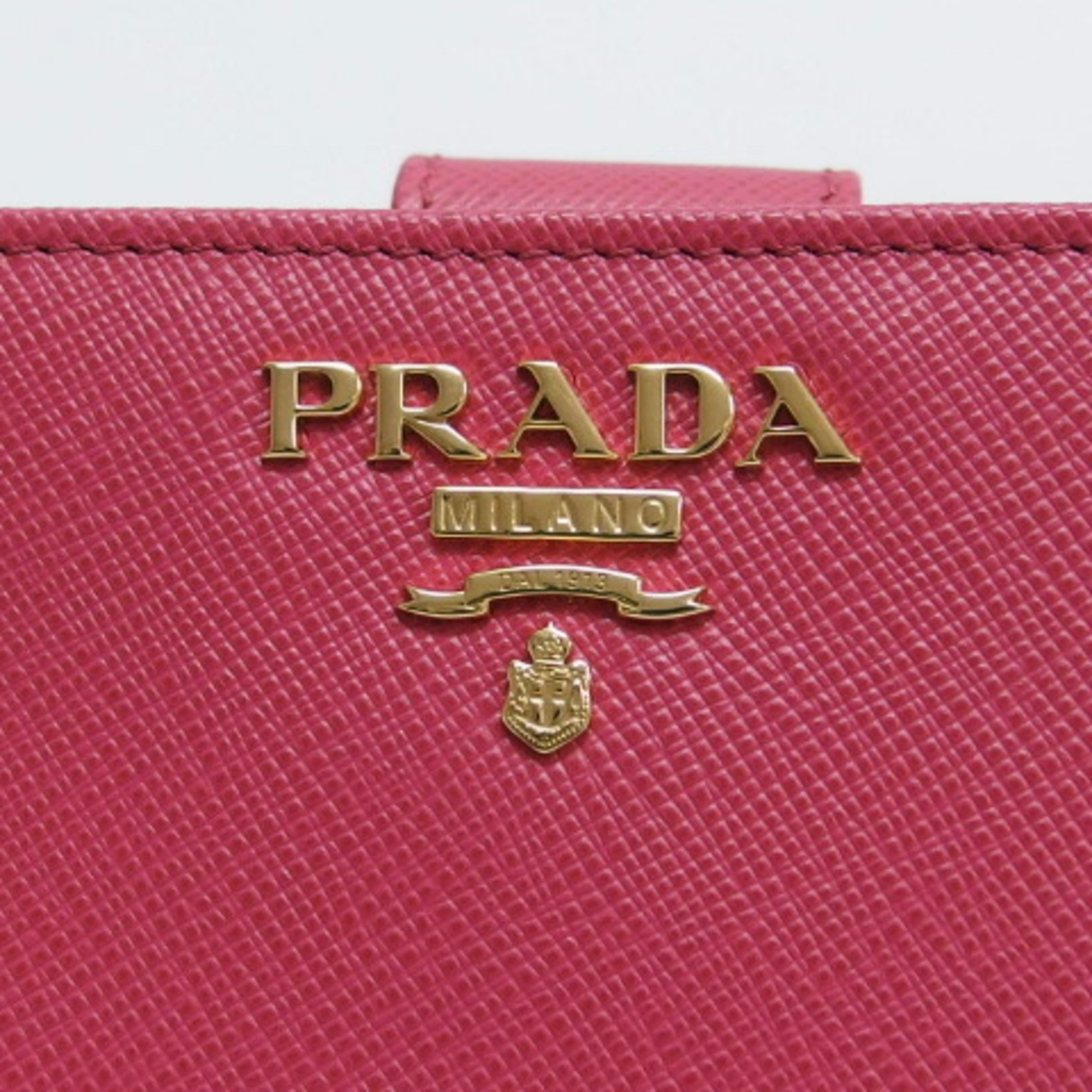 Prada Saffiano Bi-fold Compact Wallet Pink