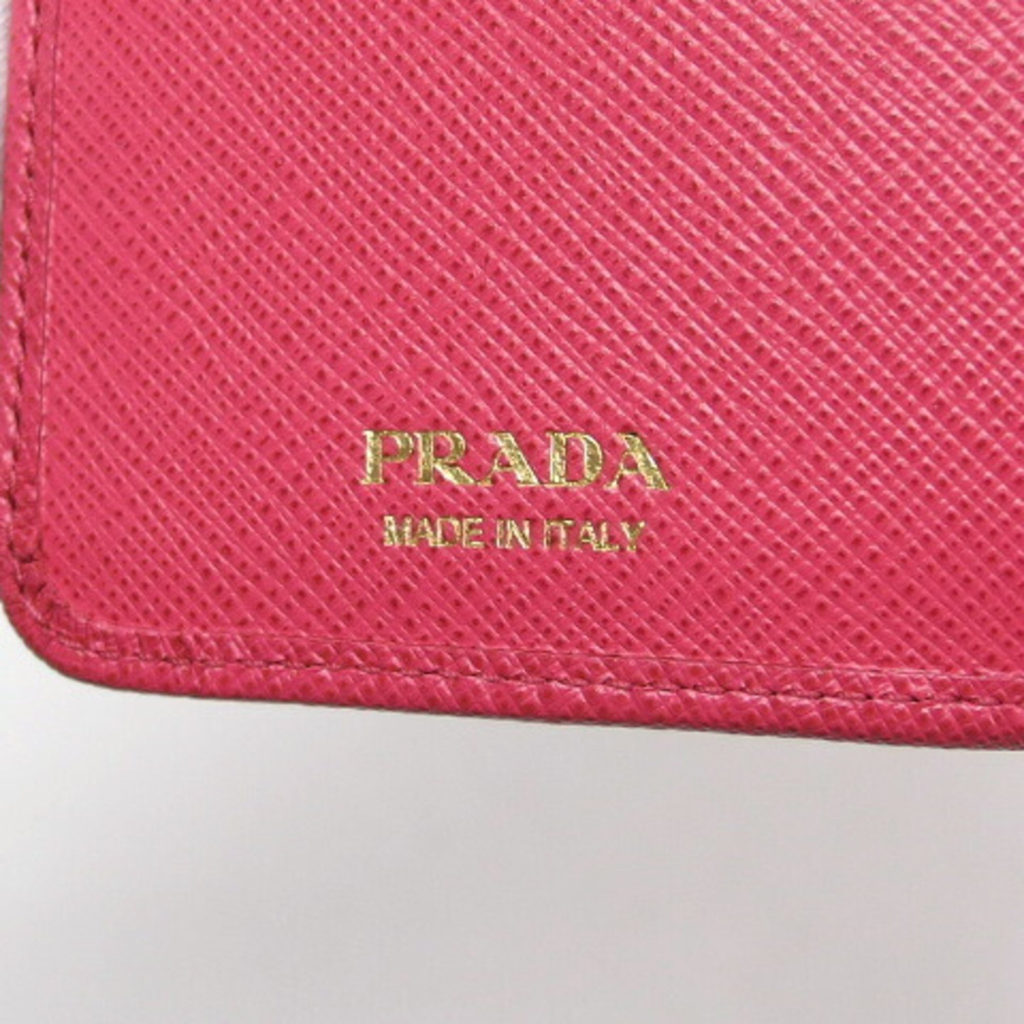 Prada Saffiano Bi-fold Compact Wallet Pink