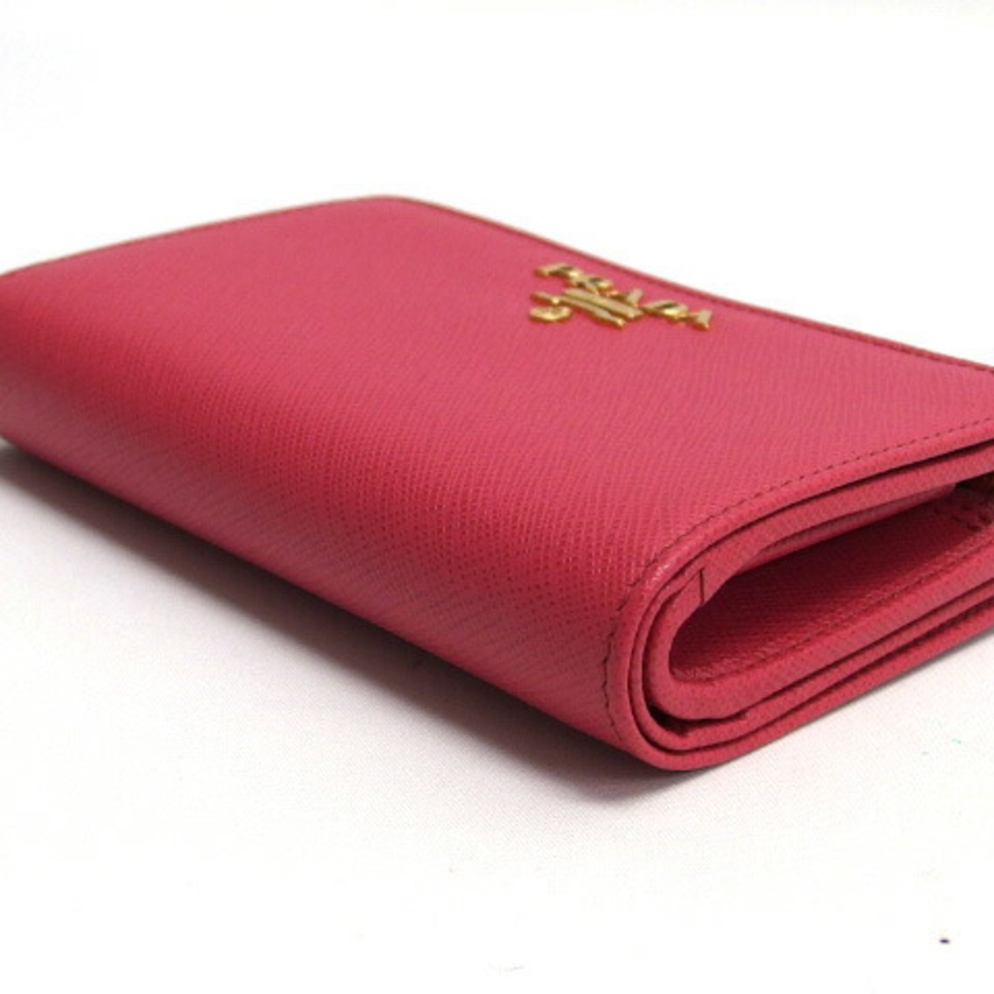 Prada Saffiano Bi-fold Compact Wallet Pink