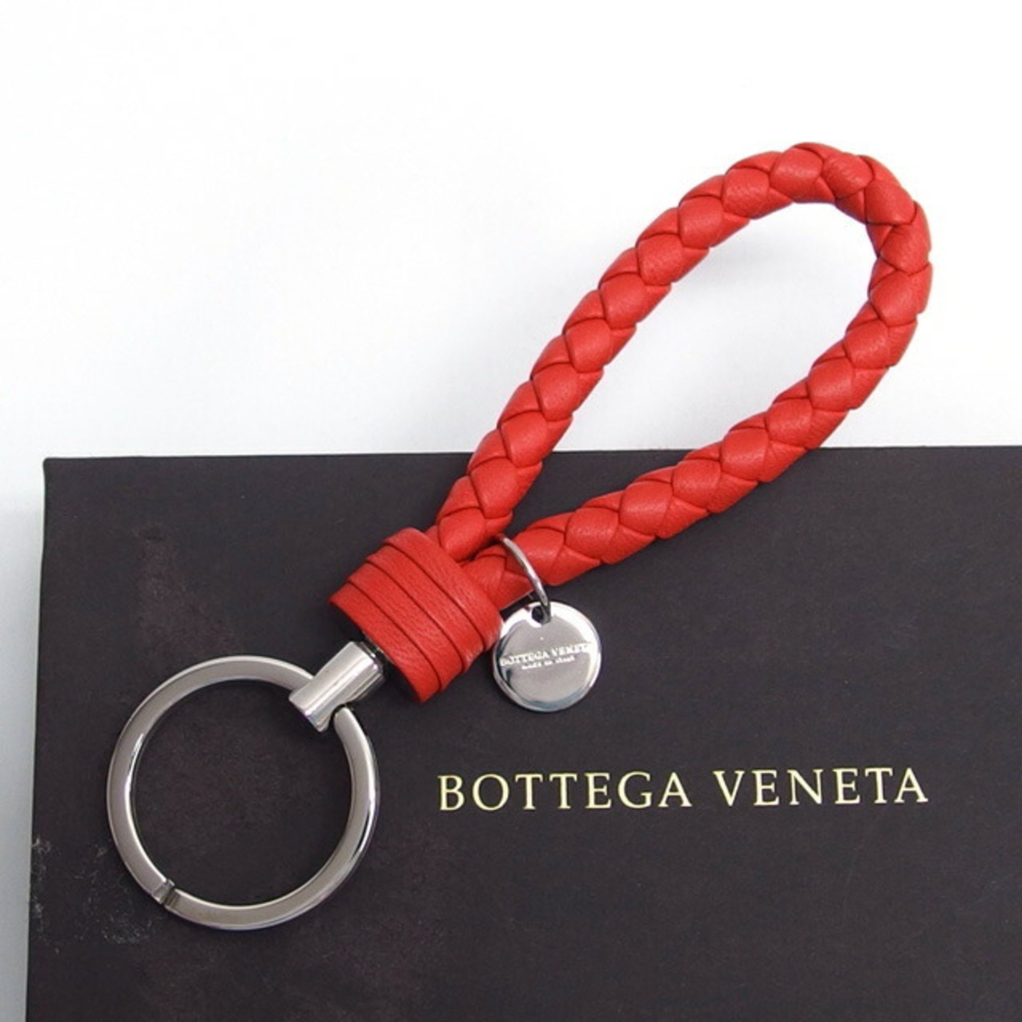 Bottega Veneta Intrecciato Key Ring Vermilion