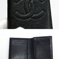 Chanel caviar skin Coco mark card case black