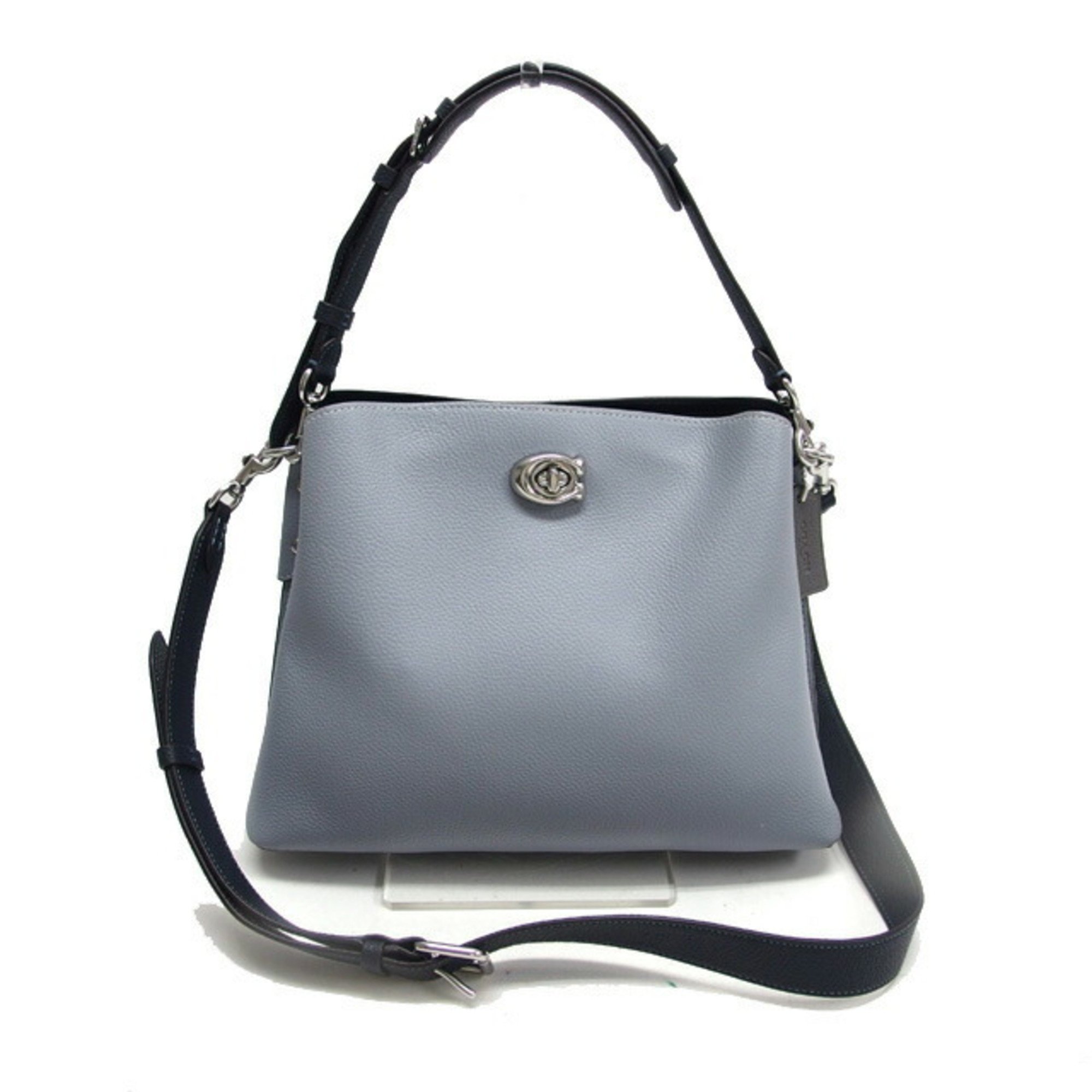 Coach Willow Shoulder Bag Gray Blue x Navy