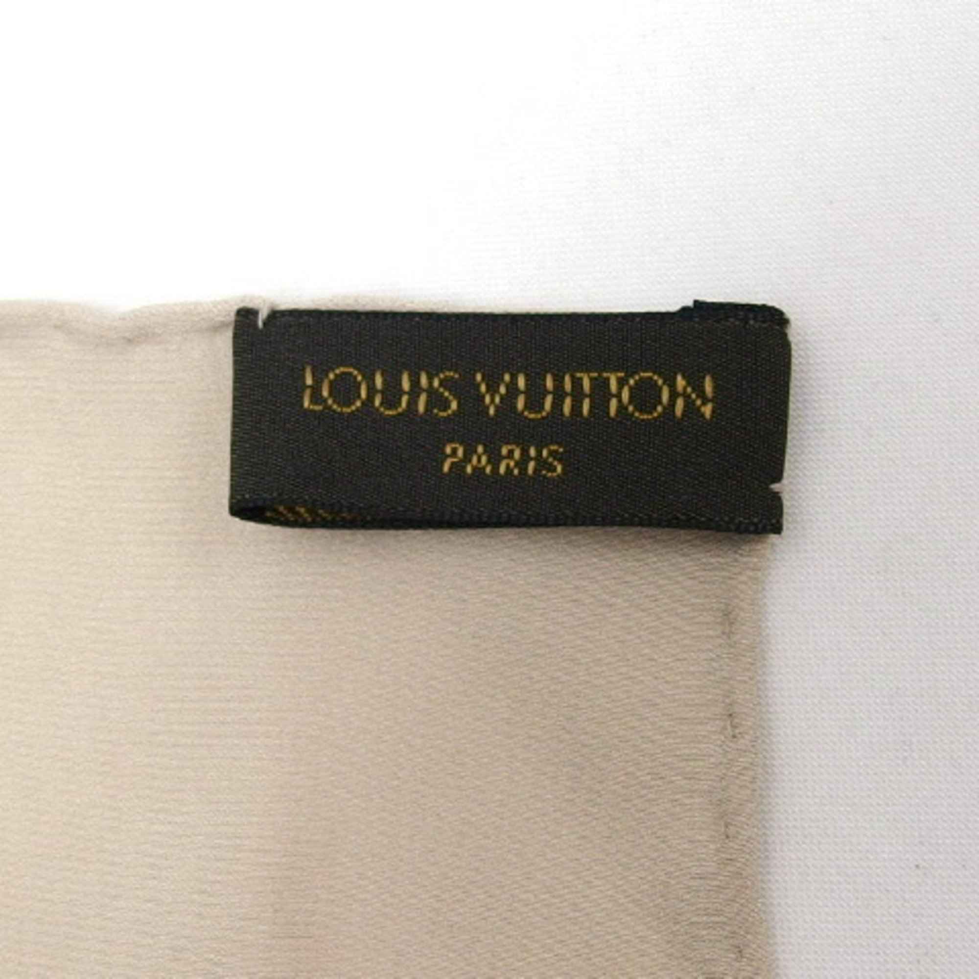 Louis Vuitton Monogram Large Stole Silk Scarf Muffler Light Beige