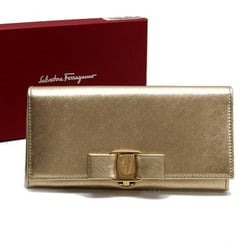 Salvatore Ferragamo Vara Ribbon Bi-fold Long Wallet Gold