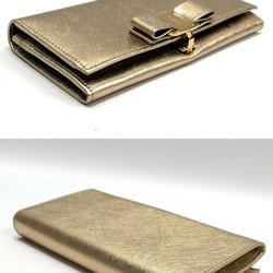 Salvatore Ferragamo Vara Ribbon Bi-fold Long Wallet Gold