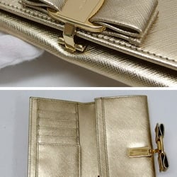 Salvatore Ferragamo Vara Ribbon Bi-fold Long Wallet Gold