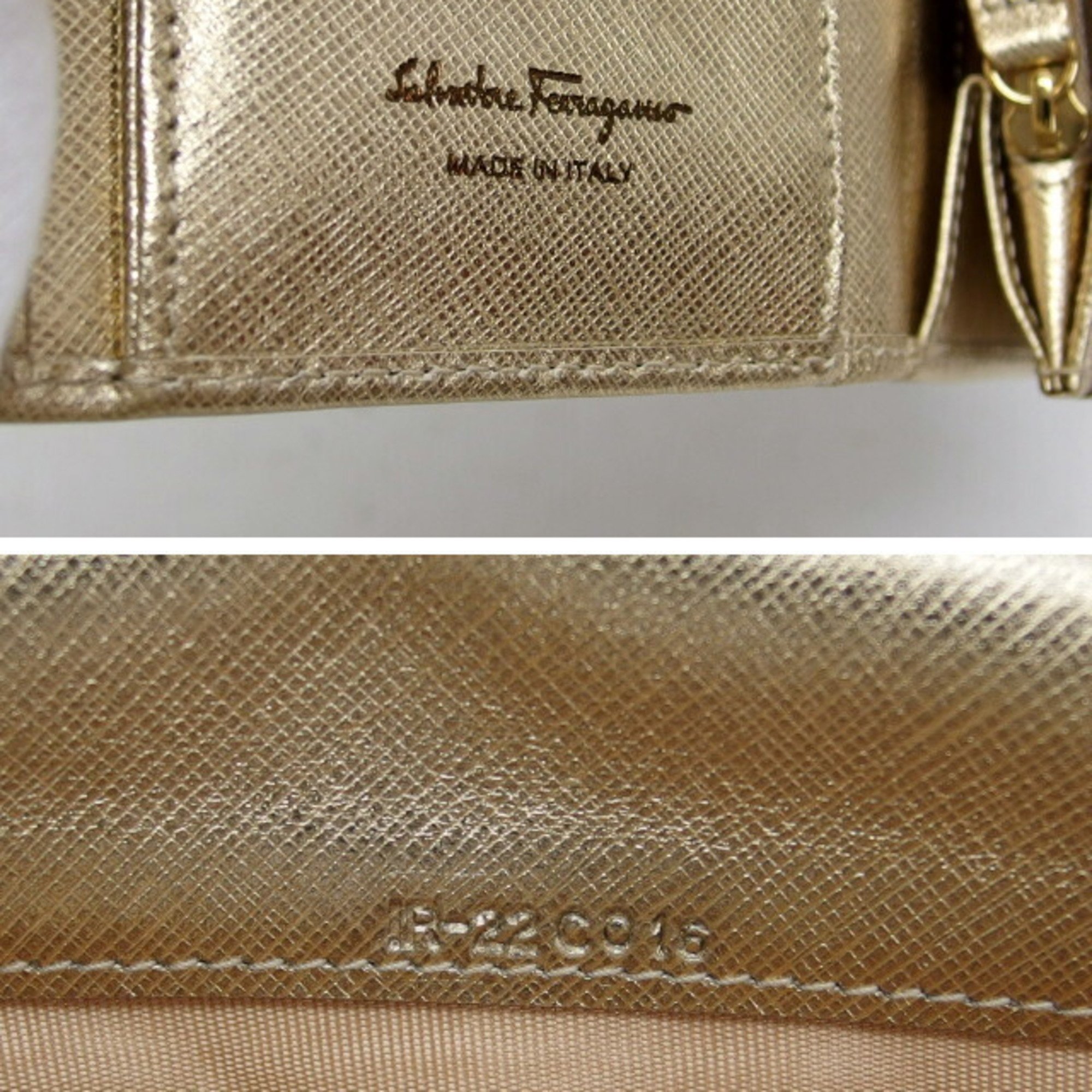 Salvatore Ferragamo Vara Ribbon Bi-fold Long Wallet Gold